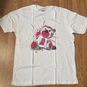 White T-Shirt with Bear Graphic